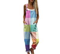 Genérico Peto Mujer Verano Mono Largo Estilo Bohemio con Estampado de Flores, Pantalón Ancho Holgado con Bolsillos Grandes y Tirantes para Playa o Diario, Ropa de Verano Fresca y Ligera Chic