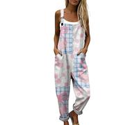 Genérico Peto Mujer Verano Mono Largo Estilo Bohemio con Estampado de Flores, Pantalones Anchos Sueltos con Bolsillos Grandes, Tirantes con Hebilla, Ideal para Playa Fiesta o Diario, Moda Boho Chic
