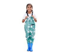 Genérico Peto Vaquero NiñA Corto Vadeadores de Pecho con Divertidos para Bebés y Niños Pequeños Impermeables con Botas Ajustables (Blue, 12-13 Years)