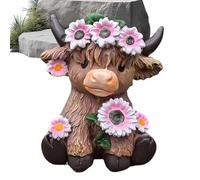 Genérico Pflanzgefäß aus Harz - Niedriger Behälter für Zimmerpflanzen | Kunstharz Pflanztopf für Innen & Außen | Highland Cow Übertopf Monstera, Orchidee, Bonsai, Terrasse und Balkon