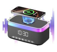 Genérico Phone Charging Alarm Clock - White Noise Sound Machine | Digital Bedside Timepiece with Wireless Charger, Sleep Aid with Indoor Use, Nightstand Timepiece, Desktop Sound Station for Home