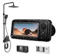 Genérico Phone Holder, Shower Phone Holder Waterproof with Speaker, No Need to Worry Shower Noise, 360° Rotation Can Be Installed on Any Surface, for Bathroom (Black)