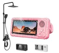 Genérico Phone Holder, Shower Phone Holder Waterproof with Speaker, No Need to Worry Shower Noise, 360° Rotation Can Be Installed on Any Surface, for Bathroom (Pink)