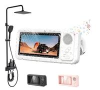 Genérico Phone Holder, Shower Phone Holder Waterproof with Speaker, No Need to Worry Shower Noise, 360° Rotation Can Be Installed on Any Surface, for Bathroom (White)