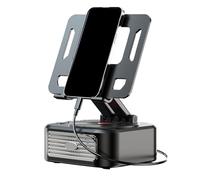 Genérico Phone Holder, Wireless Speaker, Black Rotatable Stand, Foldable Anti-Slip Base, Stereo Surround Sound, Cool Tech Gadget for All Smartphones, Tablets, Entertainment Setups