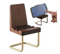 Genérico Phone Holder, Wooden Cell Stand, 5 Inches, Phone Desk Mount, Small Chair Design, Ergonomic Viewing Angle, for Home, School, Kitchen, Living Room, Bedroom, Travel, Camping,