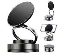 Genérico Phone Mount, 360° Adjustable Vacuum Magnetic Phone Holder, Universal Car Mount with Ultra-Strong Grip, Dual-Axis Adjustability for All Smartphones (Black)
