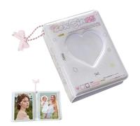 Genérico Photocard Holder, Photocard Binder Album, Love Heart Hollow Card Binder Collector Book,Cute Decoration Storage Bag, with Bow Keychain,Portable, 4 Colors