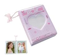 Genérico Photocard Holder, Photocard Binder Album, Love Heart Hollow Card Binder Collector Book,Cute Decoration Storage Bag, with Bow Keychain,Portable, 4 Colors