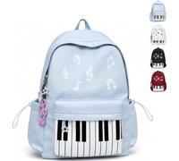 Genérico Piano Backpack for Women Nylon Polka Dot Backpack,Coquette Cute Bookbag with Pendant (Blue)