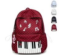 Genérico Piano Backpack for Women Nylon Polka Dot Backpack,Coquette Cute Bookbag with Pendant (Red)