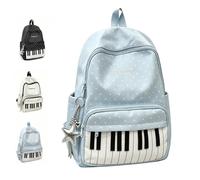 Genérico Piano Backpack,Polka Dot Backpack,Music Daypack with Pendant,Novelty Playful Whimsical Cute Y2k,Lightweight Adjustable Straps for Campus Commute,Work,Travel (Blue)
