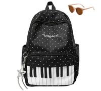 Genérico Piano Y2k Music Bookbag with Polka Dots,Women Cute Lightweight High Capacity Backpack,Playful Wide Padded Commute Daypack