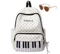 Genérico Piano Y2k Music Bookbag with Polka Dots,Women Cute Lightweight High Capacity Backpack,Playful Wide Padded Commute Daypack