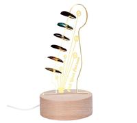 Genérico Pick Storage with Light, Guitar Pick Display, Light Up Acrylic Electric Guitar, Round Wooden Base, Pick Organizer, Headstock Shaped Pick Holder, Bass Pick Display Holder, Picks Storage