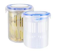Genérico Pickle Container Jar - 2 Pieces, Leak Proof Pickling Jar With Strainer And Lockable Lid | Food Organizer Holder For Cheese Grapes Blueberries Blackberries Carrots Pineapple Fruits Vegetables