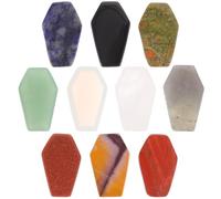 Genérico Piedras de Cristal Natural 10 Piezas Miniatura Forma Ataúd para Decoración del Hogar, Artesanías y Meditación, Conjunto Variado Cuarzo Blanco, Ágata Roja, Lapislázuli