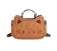 Generico Piel hecha a mano - a mano con patrón de gato adorable para mujeres y niñas a espaciosa, compacta y con diseño multibolsillos para mamá, oficina, compras, uso q