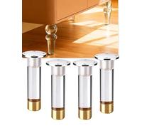 Genérico Pies de Soporte Transparentes acrílicos: Patas flotantes for Muebles for gabinetes de Cocina, tocadores de baño, Soportes for TV, decoración Moderna del hogar(Clear-Brass,200mm/7.9inch)