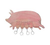 Generico Pig Key Holder - Wooden Wall Ornament, Hangable Entry Decor, Mounted Organizer Rack System | Decorative Front Door Cabinet Display Accessory, Stylish Home Entryway Storage Accent Use