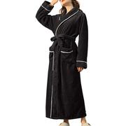 Genérico Pijama Con Botones Mujer Pijama Mujer Invierno Women Cozy Robes Soft Long Sleepwear Comfortable Bathrobe For Women Loose Loungewear Warm Sexy Conjunto De Black Xl