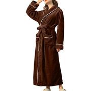 Genérico Pijama Con Botones Mujer Pijama Mujer Invierno Women Cozy Robes Soft Long Sleepwear Comfortable Bathrobe For Women Loose Loungewear Warm Sexy Conjunto De Coffee Xxxl