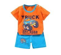 Genérico Pijama de 2 Piezas para niño Conjunto Dos Ropa Dormir Suave con Bolsillo Manga Corta y Pantalones Cortos Primavera, Verano Clásicos Lounwear Niños 1-6 Años