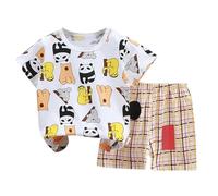 Genérico Pijama de 2 Piezas para niño,Infantiles Imprimir Conjunto Pijamas Ropa Descanso clásica Pantalones Cortos y Clásicos Lounwear Trajes 6 Meses a 7 años