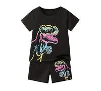 Genérico Pijama de 2 Piezas para niño Ropa Dormir Informal Niños Descanso clásica Conjunto Suave Manga Corta Color Liso, cómodo con Botones Trajes 6 Meses a 7 años