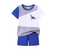 Genérico Pijama de 2 Piezas para niño Ropa Dormir Informal Niños Descanso clásica Conjunto Suave Manga Corta Color Liso, cómodo con Botones Trajes 6 Meses a 7 años
