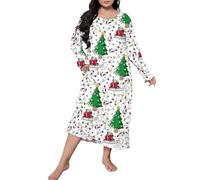 Genérico Pijama De Camisa Manga Corta Mujer con Botones Plus Size Casual Sleep Dress Women S Plus Christmas Bow Tie Print Long Sleeve Round Neck Loose Nightdress Women Secret Pijama Pink XXXXXL
