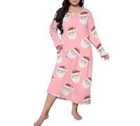 Genérico Pijama De Camisa Manga Corta Mujer con Botones Plus Size Casual Sleep Dress Women S Plus Christmas Bow Tie Print Long Sleeve Round Neck Loose Nightdress Women Secret Watermelon Red XXXXL