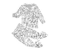 Genérico Pijama de Navidad para niños Doodle Estampado a juego para padres e hijos Ropa para el hogar confortable vacaciones Sleepwear Niños Adultos, blanco, 4-5 ans