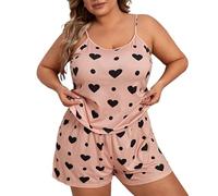 Genérico Pijama Divertido Mujer,Conjunto De Pijama De Verano para Mujer Camiseta Y Pantalones Cortos Talla Grande Ropa De Casa Informal