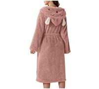 Genérico Pijama Familiar Inverno Conjunto Mujer Verano Albornoz De Mujer con Doble Bolsillo Albornoces De Franela con Capucha Y Orejas En 3D Pijama Verano Seda Pink L