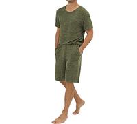 Genérico Pijama Hombre Algodón - Pijama de Dos Piezas Transpirable para Primavera y Verano para Hombre Conjunto de Top y Pantalones Cortos con Bolsillo Frontal en el Pecho de Color sólido (Green S)