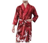 Genérico Pijama Hombre Corto Verano - Albornoz De Seda De Verano para Hombre Bata De BañO De Verano para Hombre Pijama De Seda Fina De Hielo Ropa De Casa De Talla Grande Pijamas Enteros De Hombre