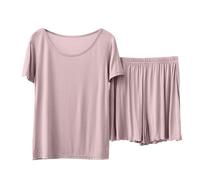 Genérico Pijama Largo Mujer Pijama Personalizado Informal De Piezas De Manga Corta para Mujer Mono Verano Verano Pink XL