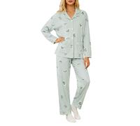 Genérico Pijama Manga Corta Mujer,Pijama De Manga Larga con Estampado Floral CóModa Y Acogedora Ideal para Estar En Casa Este OtoñO Elegante Conjunto De Dos Piezas