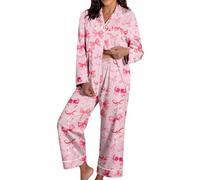 Genérico Pijama Mujer Dos Piezas,Pijama Suave Y CóModo De Manga Larga para Dormir Ideal para Noches Acogedoras Y Tardes Relajantes En Casa