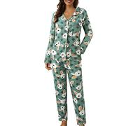 Genérico Pijama Mujer Invierno - Conjunto de Camiseta Manga Larga y Pantalón Largo de Algodón - Ropa de Dormir Suave 2024