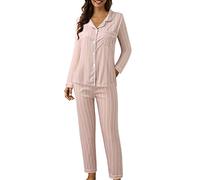 Genérico Pijama Mujer Invierno - Conjunto de Camiseta Manga Larga y Pantalón Largo de Algodón - Ropa de Dormir Suave 2024