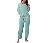 Genérico Pijama Mujer Invierno Divertido Vellón Coral Pijama Hombre Mangas Largas Set Regular Camiseta De Algodón De Manga Larga con Pantalones Largos Térmicos Regalos para Hombre Y Adolescente