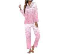 Genérico Pijama Mujer Invierno - Femenino de Manga Larga San Valentín Conjunto Dormir Acogedor Dos Piezas Ropa Estar casa térmica pijamada Estampada Holgada para Noche Atuendo Descanso Elegante