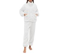 Genérico Pijama Mujer Invierno Pijama Mujer Conjunto de Dormir Económico Cuello Alto Térmico Felpa Suave Y Cómodo Conjunto Acogedor para Dormir En Noches Frías De Invierno