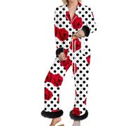 Genérico Pijama Mujer Invierno Pijama Mujer Conjunto Suave al Tacto Dos Piezas Diseño Atemporal Tejido Suave Y Duradero Cumpleaños En Invierno