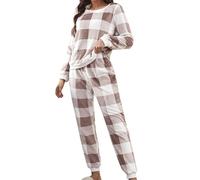 Genérico Pijama Mujer Invierno Pijama Mujer Conjunto Suave al Tacto Franela Gruesa Manga Larga Dos Piezas Felpa Cálida Ideal para Otoño E Invierno Sueño Reparador En Casa