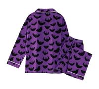 Genérico Pijama Mujer Largo - de Halloween para Mujer con Cuello Estampado y Manga Larga Estilo Europeo Conjunto de Pantalones Largos y Ropa de Estar por Casa