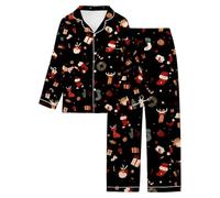 Genérico Pijama Mujer Largo - Femenino de Manga Larga con Estampado Floral Tejido y Transpirable para Estar en Casa y Relajarse Prenda Cómoda y Elegante para Descanso Diario