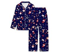 Genérico Pijama Mujer Largo - Femenino de Manga Larga con Estampado Floral Tejido y Transpirable para Estar en Casa y Relajarse Prenda Cómoda y Elegante para Descanso Diario